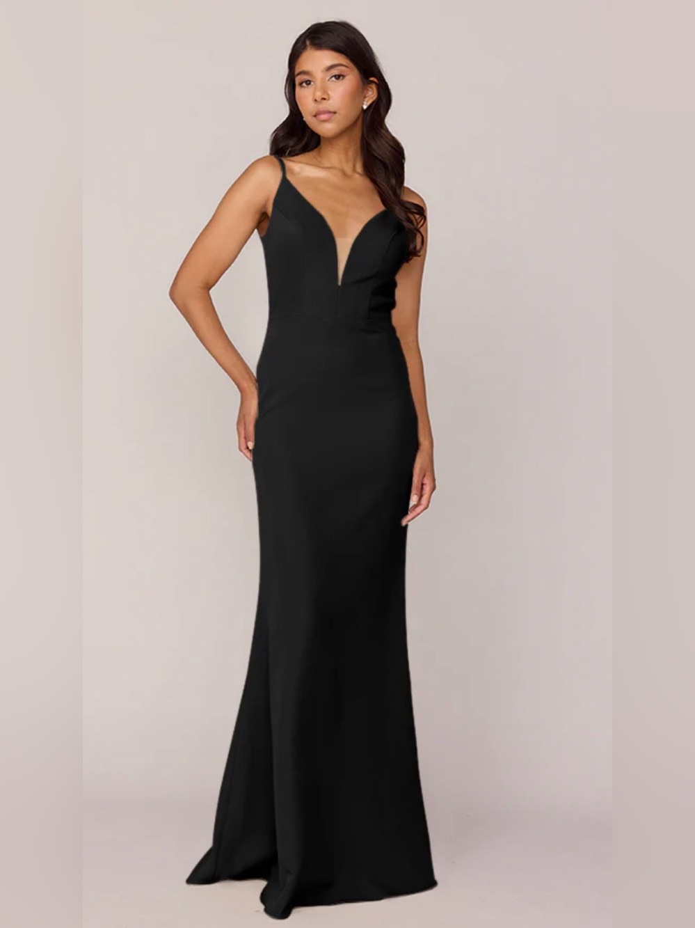 Adam Black Strapless Plunge Evening Dress